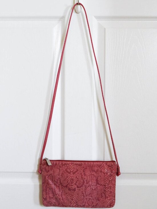 Bags by Pinky Handbags - Bags by Pinky Pink Suede Snakeskin Print Purse Crossbody Bag USA Boho Y2K